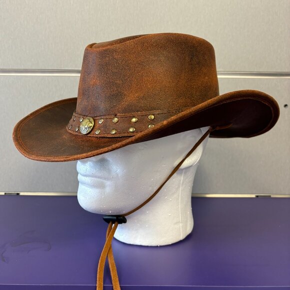 Western style original leather hat for Men and Women, Cowboy Cowgirl Hat - Picture 1 of 11